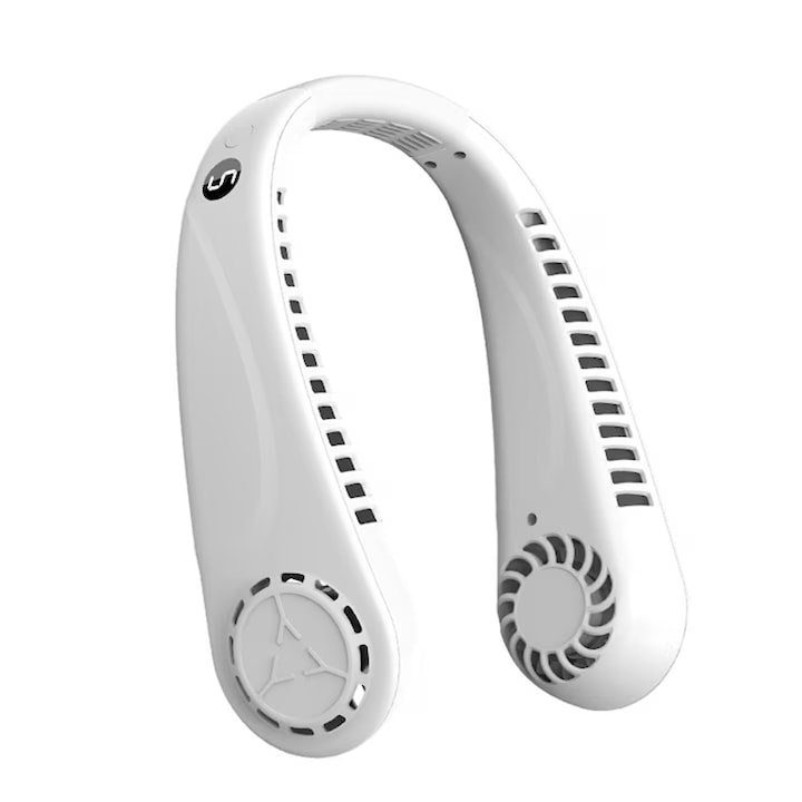 Rqiurpn hordozható nyaki ventilátor, 5 sebességfokozat, hordozható, LED, fehér