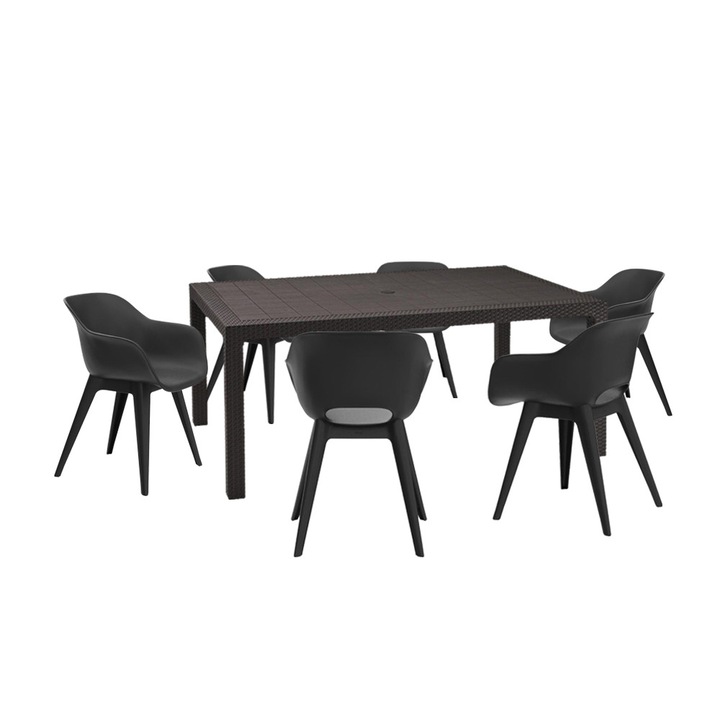 set mobilier de gradina Keter Romy 6+1 plastic 6 scaune 1 masa grafit