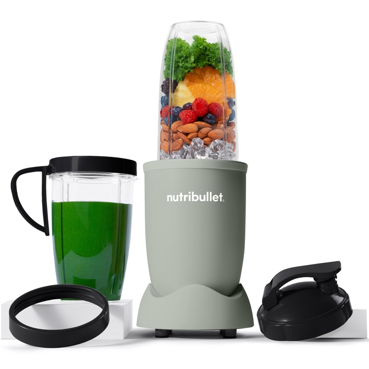 Блендер Nutribullet Pro Mineral NB907MAJD, 900 W, 1 скорост, 5 аксесоара, Чаши 710 мл и 946 мл, To-Go капак, Зелен