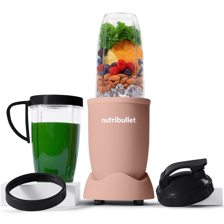 Блендер Nutribullet Pro Mineral NB907MACL, 900 W, 1 скорост, 5 аксесоара, Чаши 710 мл и 946 мл, To-Go капак, Розов