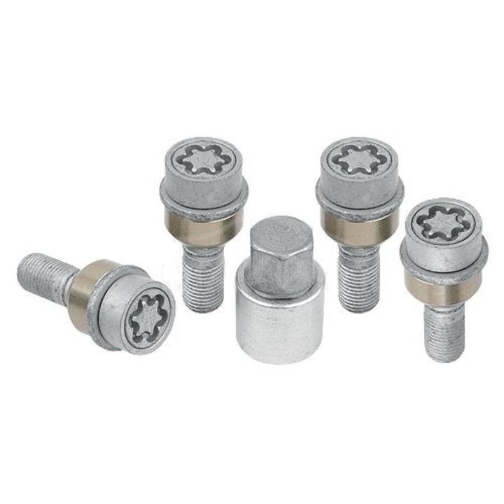 Set suruburi antifurt roti SICUSTAR, M14 x 1.50 x 34, hexagon, cheie 17, otel zincat, pentru Porsche Macan