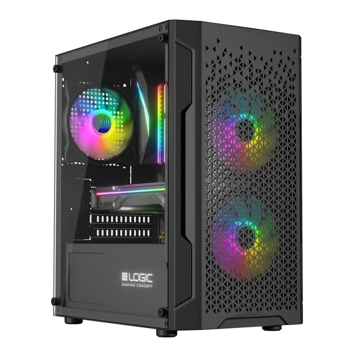 Carcasa computerului Sasiu Golden Field E180-1, negru, Middle Tower, 550, Negru