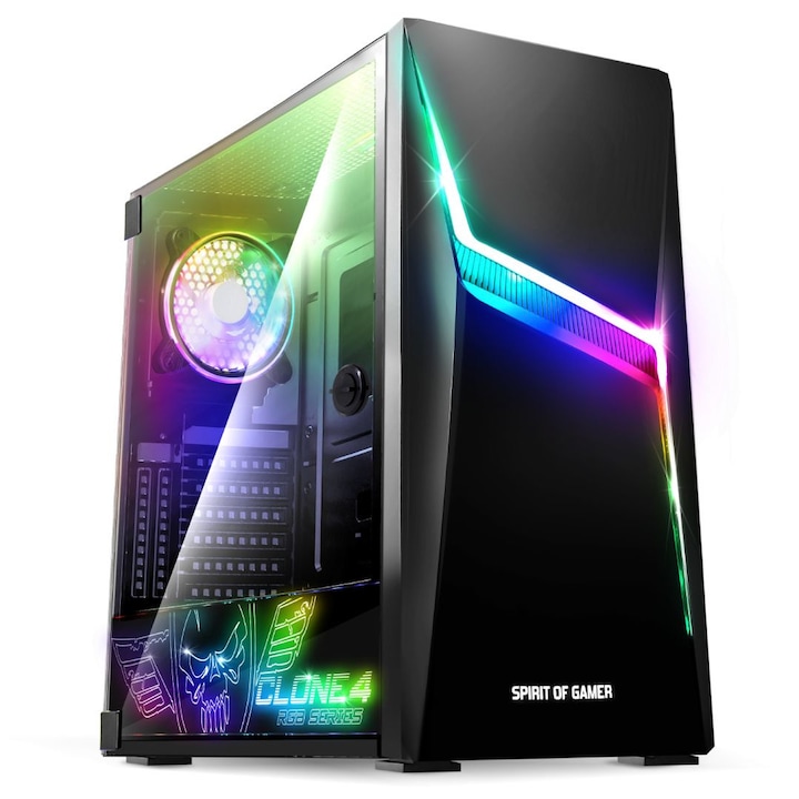 Carcasa ATX Nox Infinity Neon RGB cu fereastra neagra