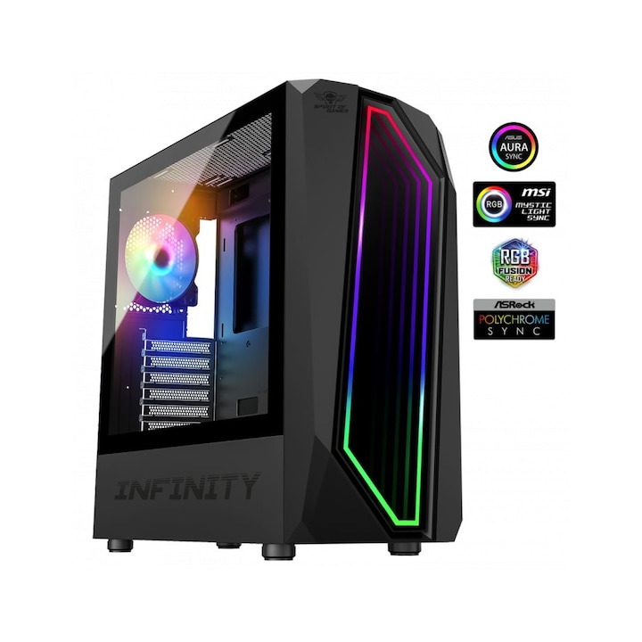 Spirit Of Gamer Intinity Dark Tempered Glass Black, 239595, Ház