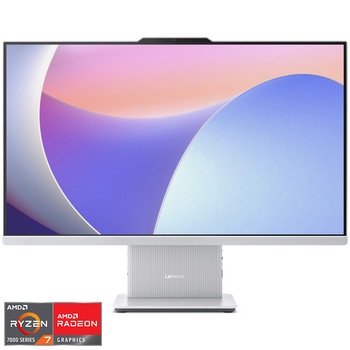 Sistem All-in-One Lenovo IdeaCentre 27ARR9 cu procesor AMD Ryzen 7 7735HS pana la 4.75 GHz, 27", Full HD, IPS, 16GB DDR5, 512GB SSD M.2 2280 PCIe 4.0x4 NVMe, AMD Radeon 680M Graphics, No OS, Cloud Grey