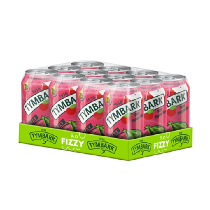TYMBARK FIZZY Bautura Racoritoare Carbogazoasa Mar si Pepene,12 x 0,33 L