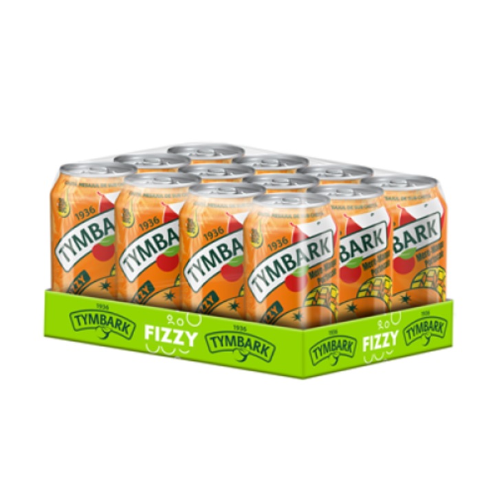 TYMBARK FIZZY Bautura Racoritoare Carbogazoasa cu Portocale si Mango,12 x 0,33 L