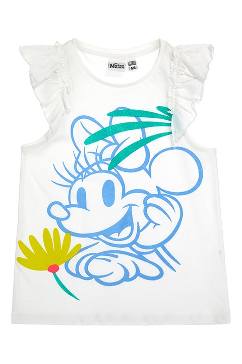 Original Marines, Minnie egér mintás pamutpóló, Fehér/Zöld/Kék, 116 CM