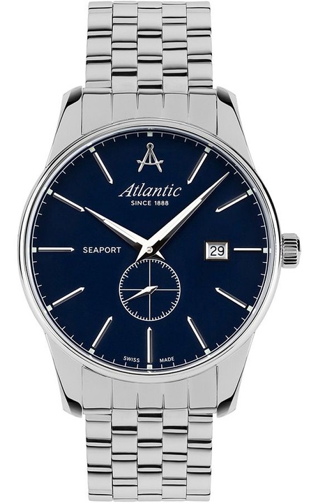 Мъжки часовник Atlantic Seaport, кварц, син циферблат, дата, 50 м водоустойчив, неръждаема стомана, 56357.41.51