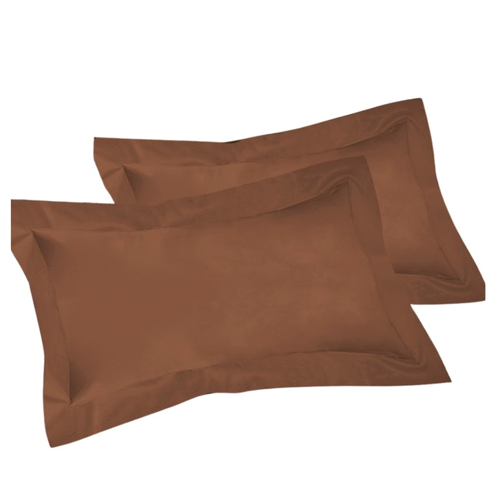 Set 2 fete de perna Kotonia Home Damasc Saten DeLux - 100% bumbac, 70x70 cm, Ciocolata