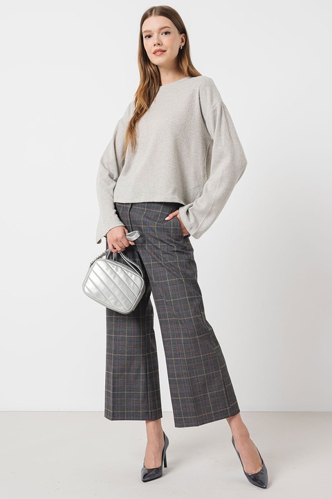 QS, Bluza cu striatii si maneci cazute, Gri deschis, XS