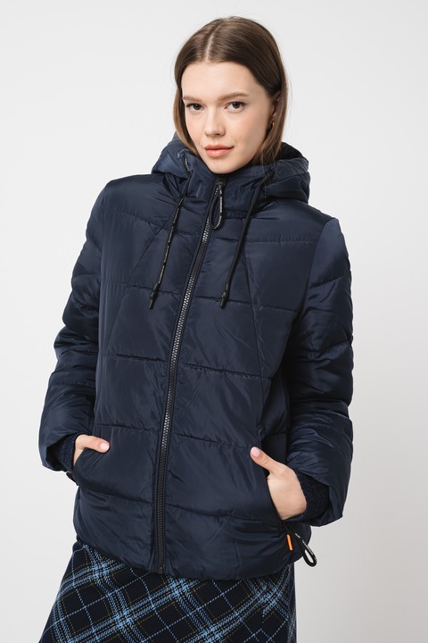 QS, Geaca matlasata cu gluga, Bleumarin, S