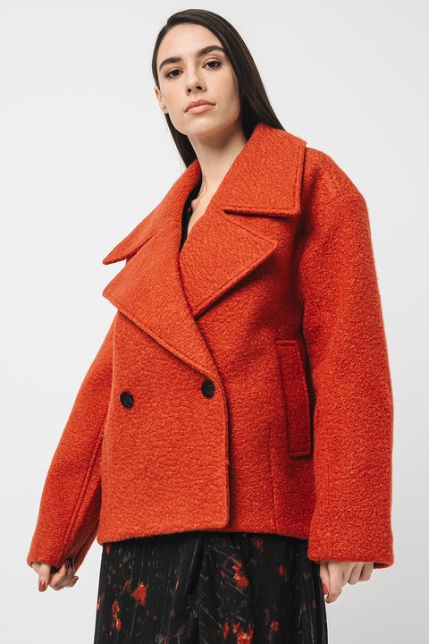 QS, Palton supradimensionat cu maneci cazute, Caramiziu, XS