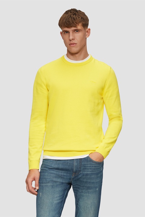 s.Oliver, Finomkötött pamutpulóver, Szalmasárga, L