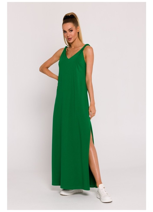 Rochie maxi cu decolteu adanc la spate, MOE, Verde