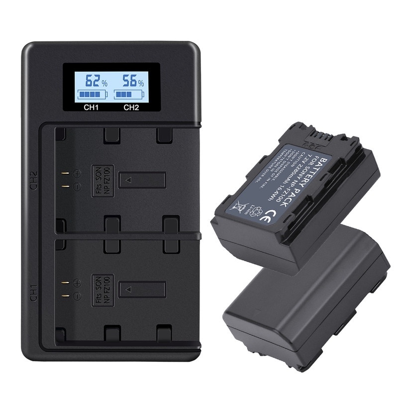 Batteria E Caricabatteria NP-FZ100 Per Sony A7III, A7RIII, A9, A6600 - 2 Batterie 2280mAh Con Funzione Power Bank - Foto 5