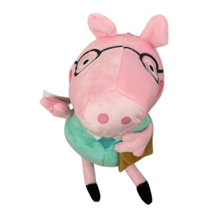 Daddy Pig figura, zenélő, a híres rajzfilmfigura Peppa Pig, 25cm, zöld