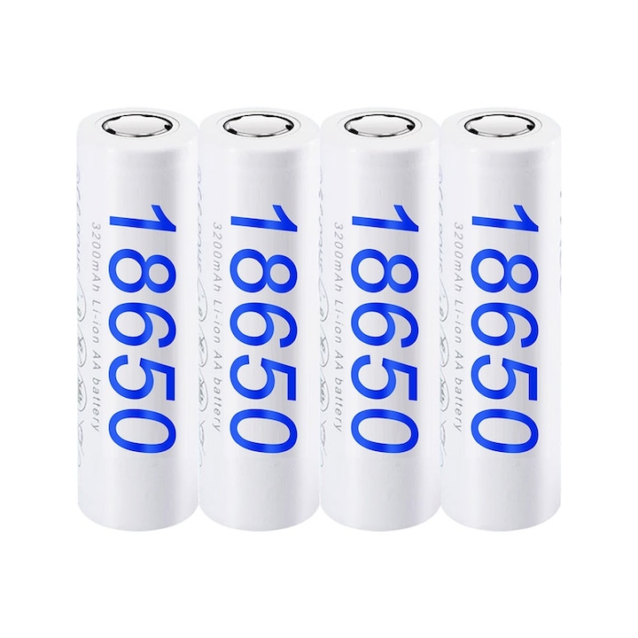 Set 4 baterii PALO 18650, Li-ion, 3200mAh, 3.7V, reincarcabile