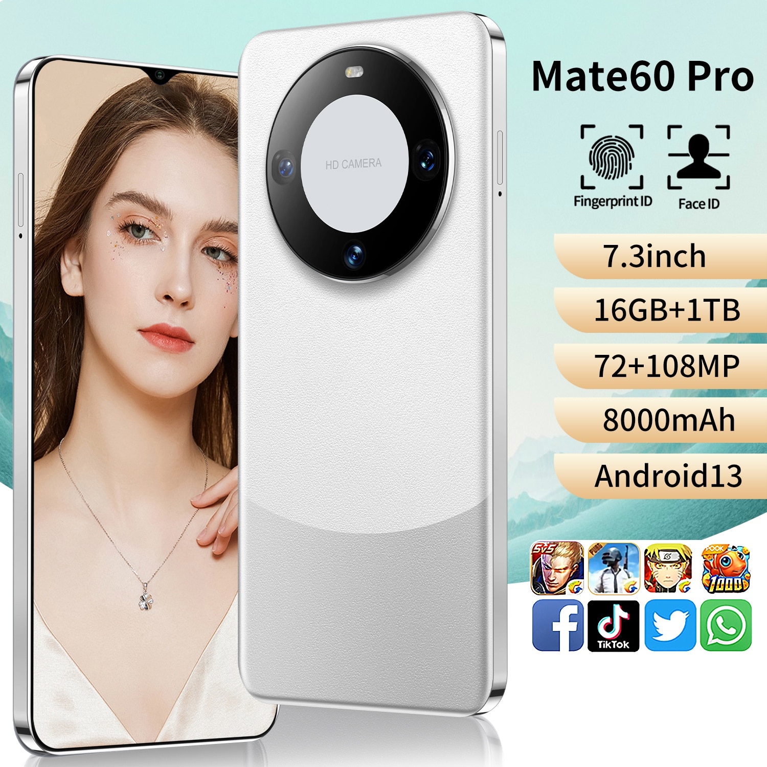 Telefon mobil Mate 60 Pro Alb, 5G, IPS 7.3
