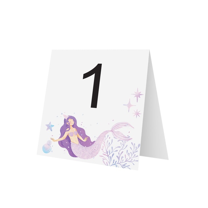 Numar de masa Botez Model Sirena Roz