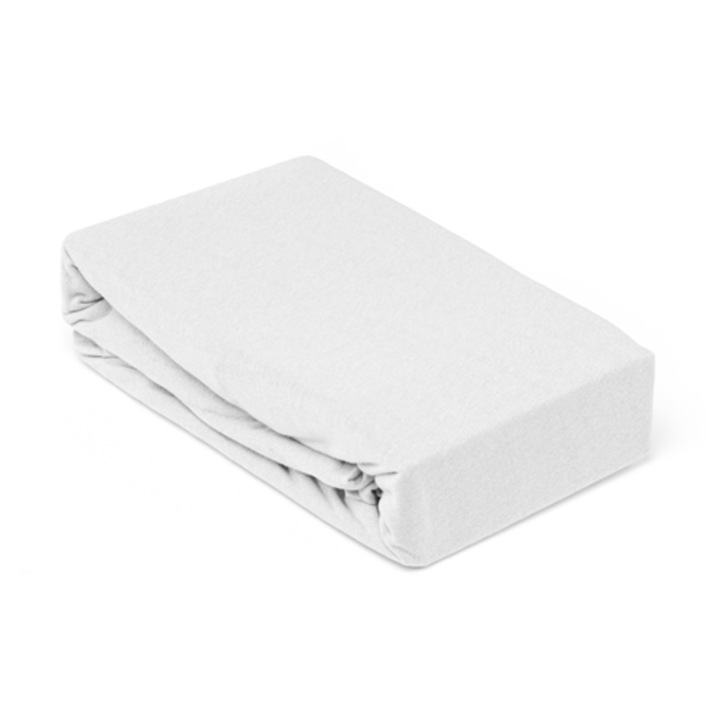 Cearceaf de pat cu elastic, 140x200cm, jersey, alb, Pucioasa