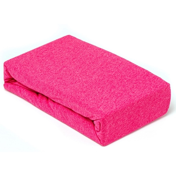 Cearceaf de pat cu elastic, 160x200cm, jersey, fuchsia, Pucioasa
