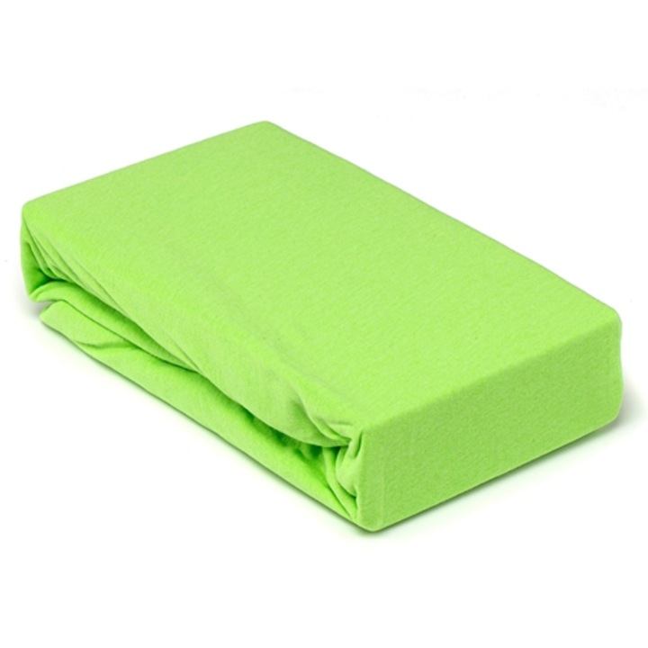 Cearceaf de pat cu elastic, 140x200cm, jersey, verde, Pucioasa