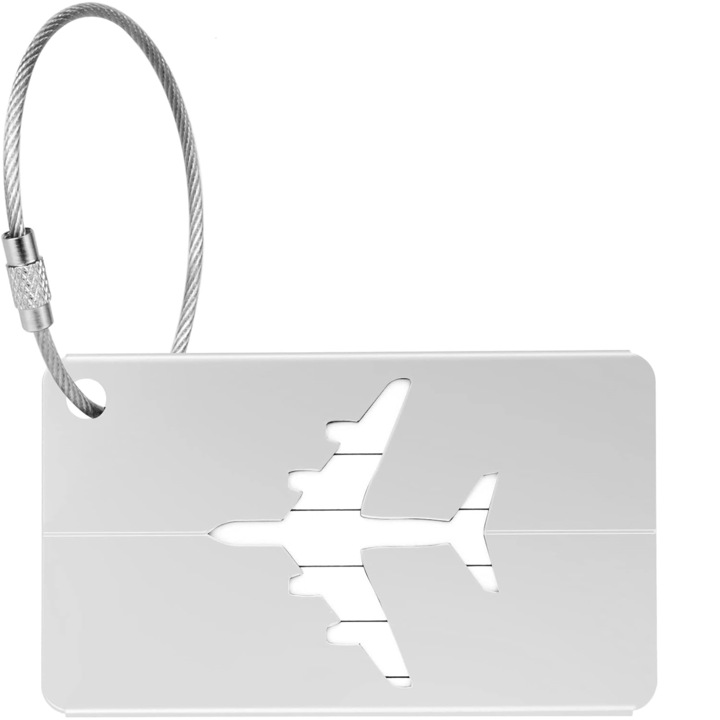 Tag troler, SA&SO General Store®, model avion, 7,5 x 4,5 cm, Alb