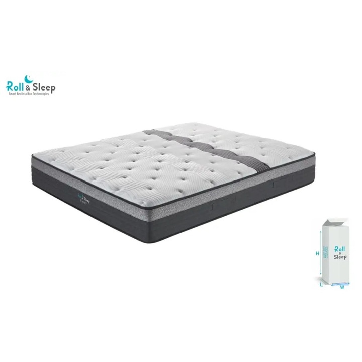 Saltea Roll&Sleep EXPERT, Couple Friendly, spuma cu memorie si arcuri Coin, 160x200X30 cm, fermitate medie