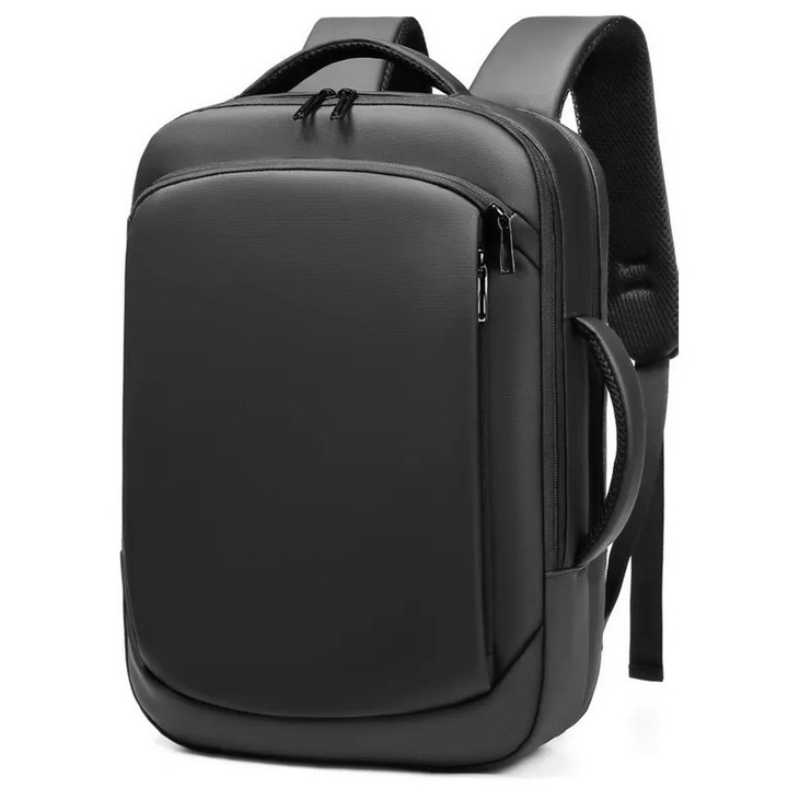 Rucsac laptop 15.6", smart business convertibil, cu port de incarcare USB, GETICS, 30x12x42 cm, Negru