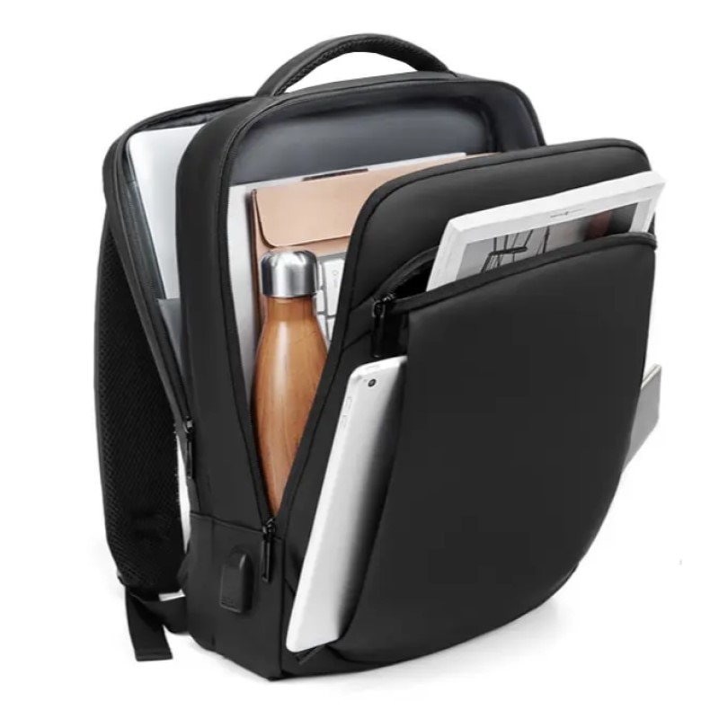 Rucsac laptop 15.6", smart business convertibil, cu port de incarcare USB, GETICS, 30x12x42 cm, Negru
