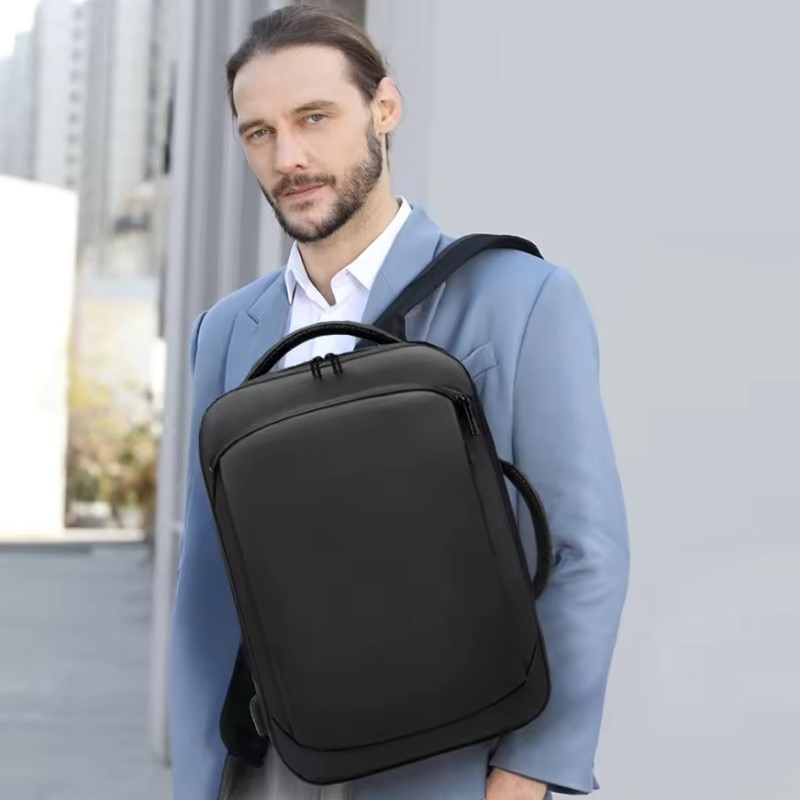 Rucsac laptop 15.6", smart business convertibil, cu port de incarcare USB, GETICS, 30x12x42 cm, Negru