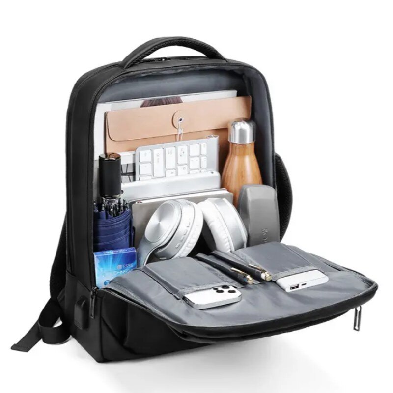 Rucsac laptop 15.6", smart business convertibil, cu port de incarcare USB, GETICS, 30x12x42 cm, Negru