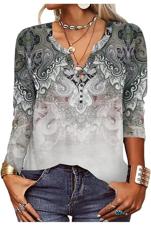 Bluza manaca 3/4, marimea L, kaki, Anggrek