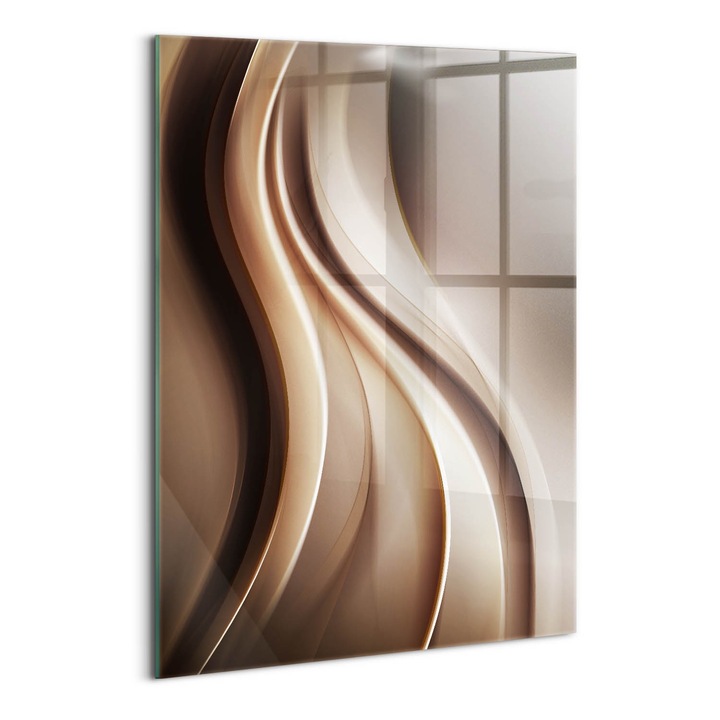 Tablou Sticla, Wallfluent, Abstractie linii blande, Gri, 70x100 cm, 010010010240100005463