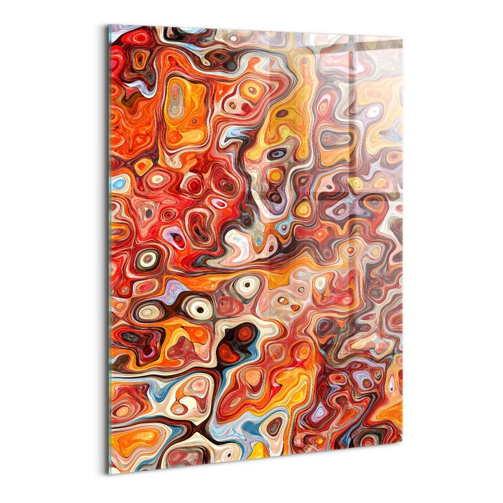 Tablou Sticla, Wallfluent, Haos abstract - mare improvizatie, Gri, 70x100 cm, 010010010240100074564
