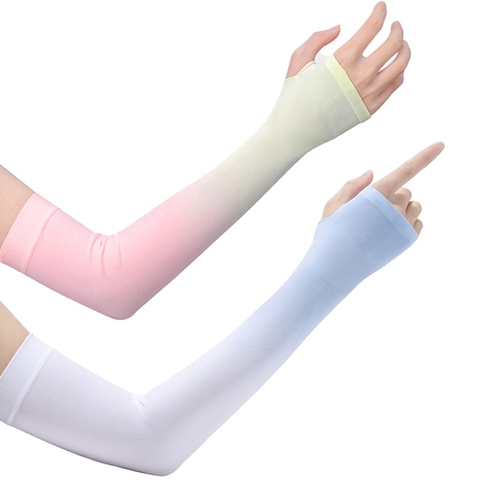 Maneci de protectie UV QttvbTna, set 2 perechi, matase de gheata, multicolor