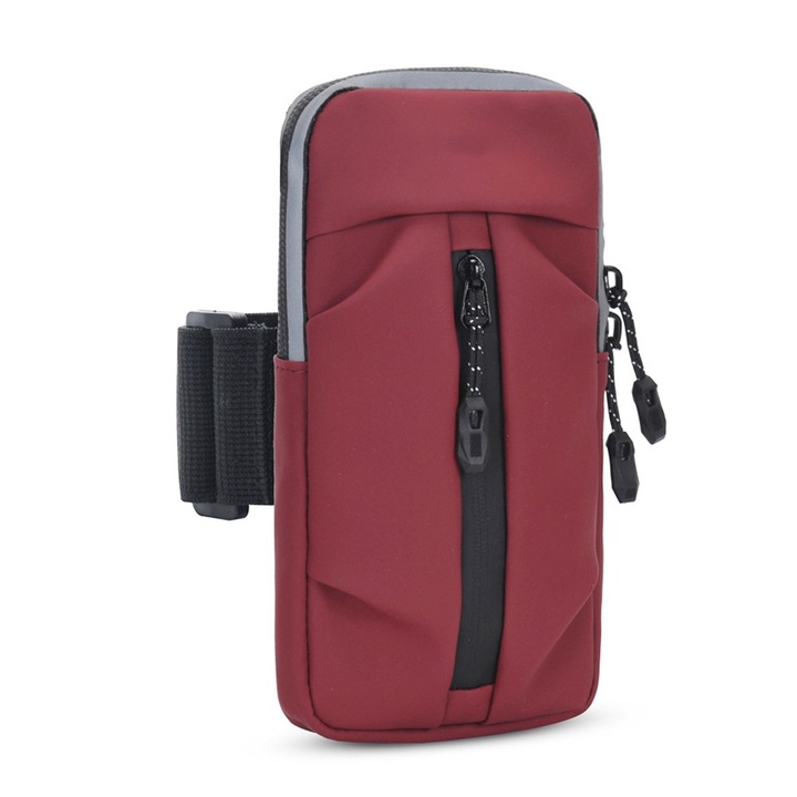 Univerzális vízálló sporttáska mobiltelefonhoz, fényvisszaverő csíkos kialakítással, fekete