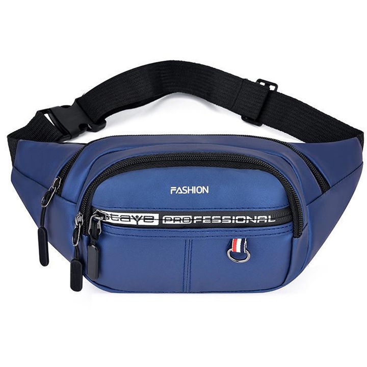 Unisex sporttáska, tágas rekeszek, állítható pánt, fekete