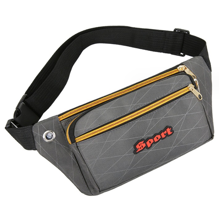 Unisex sporttáska, nagy kapacitású, cipzáras rekeszekkel, fekete