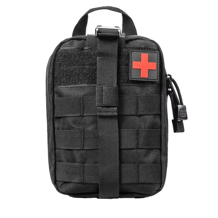 QttvbTna taktikai táska, Oxford anyag, fekete, 20,5x15x10 cm