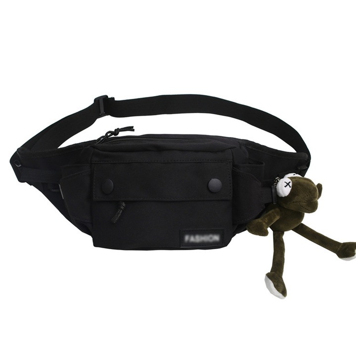 QttvbTna sporttáska, nejlon, fekete-fehér, 54x16x9cm