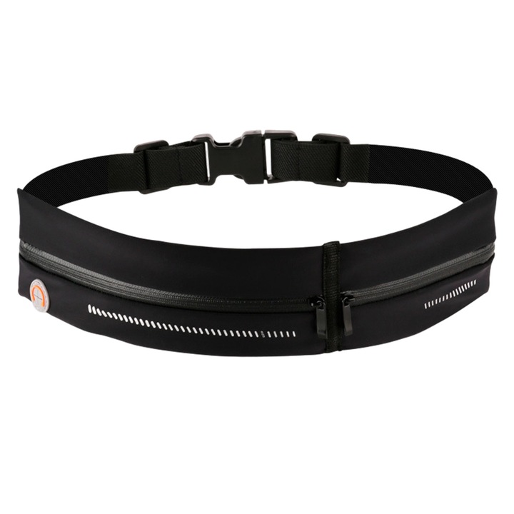 Sportos övtáska, dupla, állítható, futáshoz, fekete