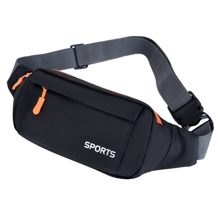 Sportos övtáska, nagy kapacitású, utazáshoz, kerékpározáshoz, futáshoz, fitneszhez, fekete