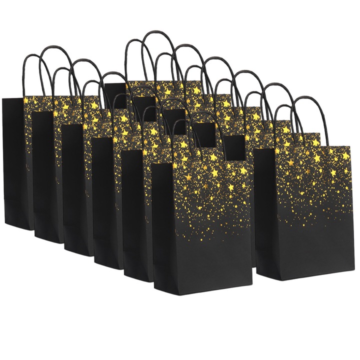 Set 12 saci cadou cu maner, hartie kraft, 0.24kg