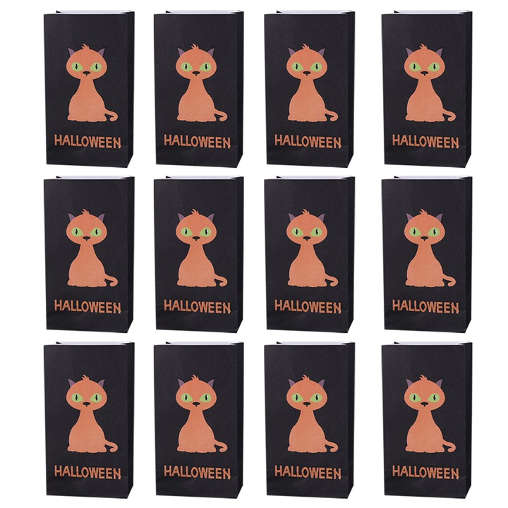 Set 30 Pungi Cadou Halloween, QttvbTna, Design Tematic, Multicolor, 18x10x6cm