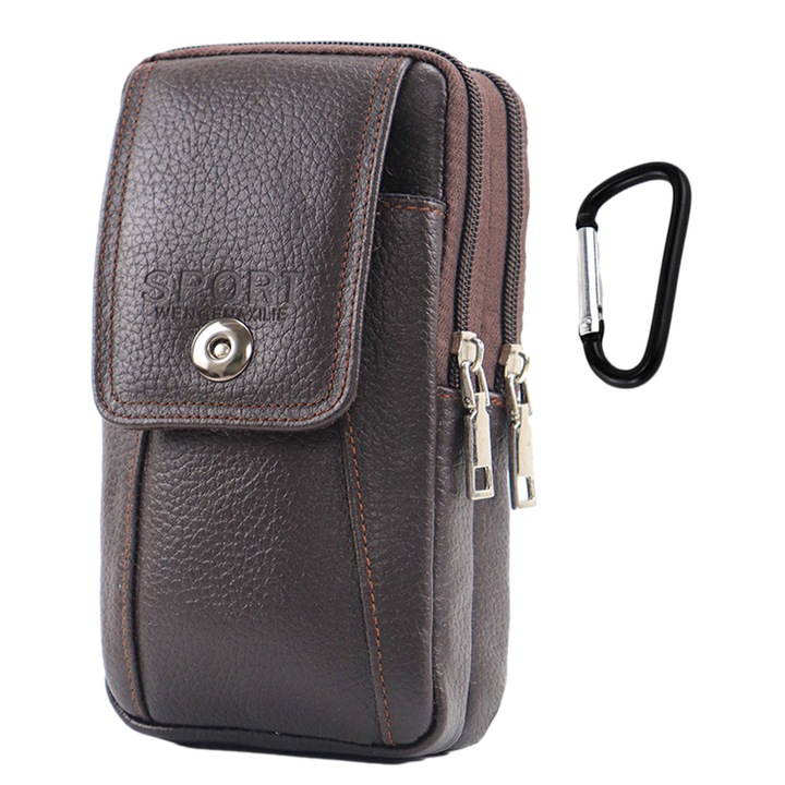 Telefontáska, QttvbTna, dupla bőr, 17x10x6cm