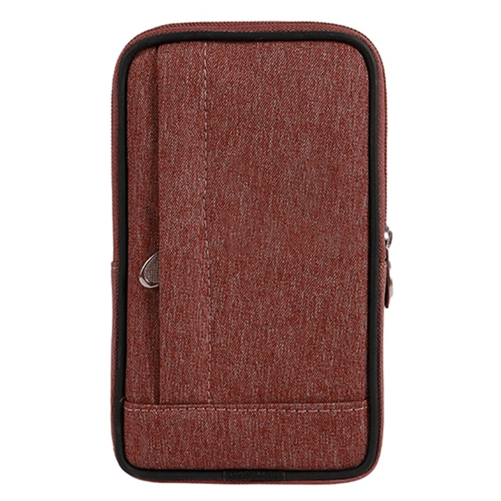 Férfi deréktáska, QttvbTna, Vászon, 18 x 10 x 4 cm, Kávé