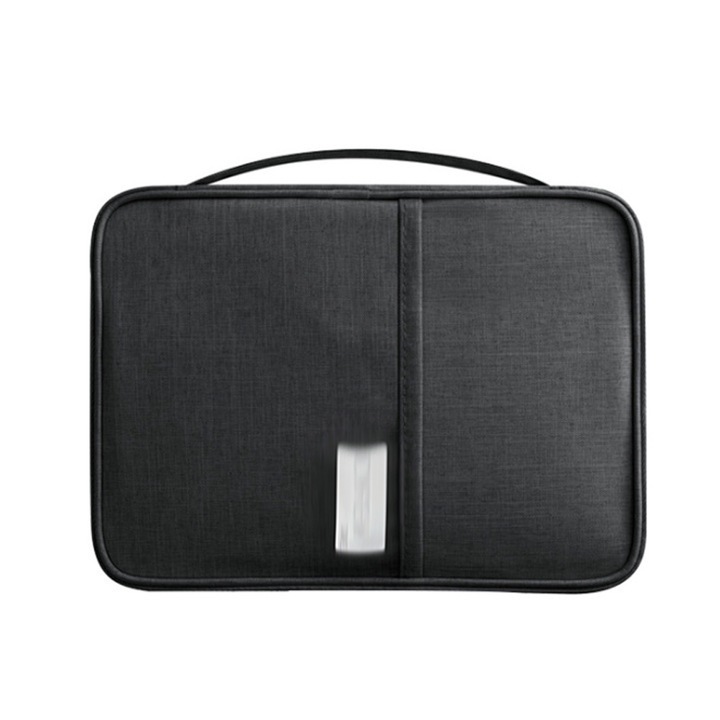 Куфарче за документи, QttvbTna, плат Оксфорд, цип, 25,5 x 18,5 x 2 см, черно