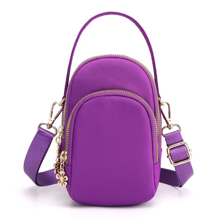Geanta Crossbody pentru telefon dama, QttvbTna, piele ecologica, curea ajustabila, mov